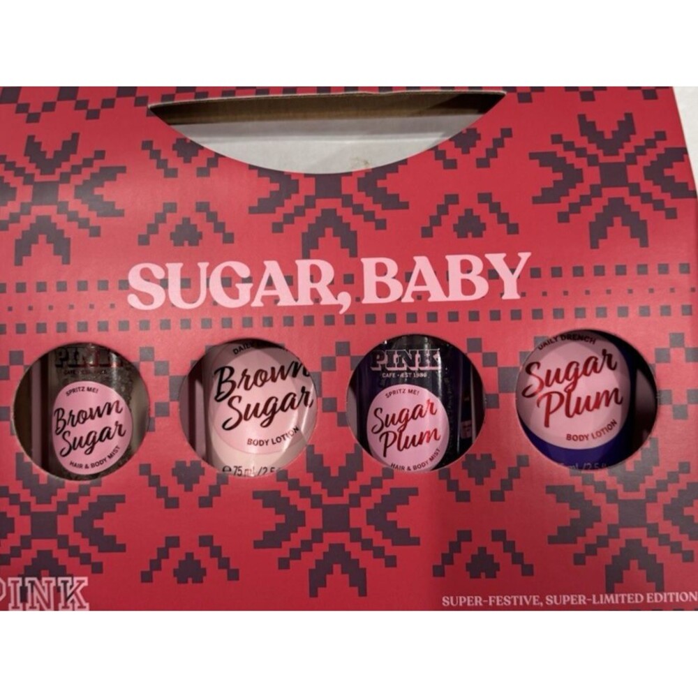 Victorias Secret PINK Mini Mist Lotion Brown Sugar Plum Gift Set 4 Pack